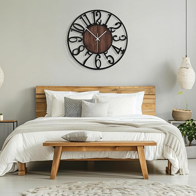 Maxstar Large Round Wall Clock for Living Room Decor Battery Operated Non - Image 6