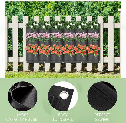 LITLANDSTAR 18 Pockets Hanging Grow Bags, 2 Pack Horizontal Wall Planter Plant - Image 2