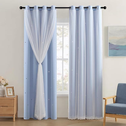 XiDi Blue Curtains for Bedroom, Girls Room Blackout Curtains, Kids Room by Addsomecolortolife