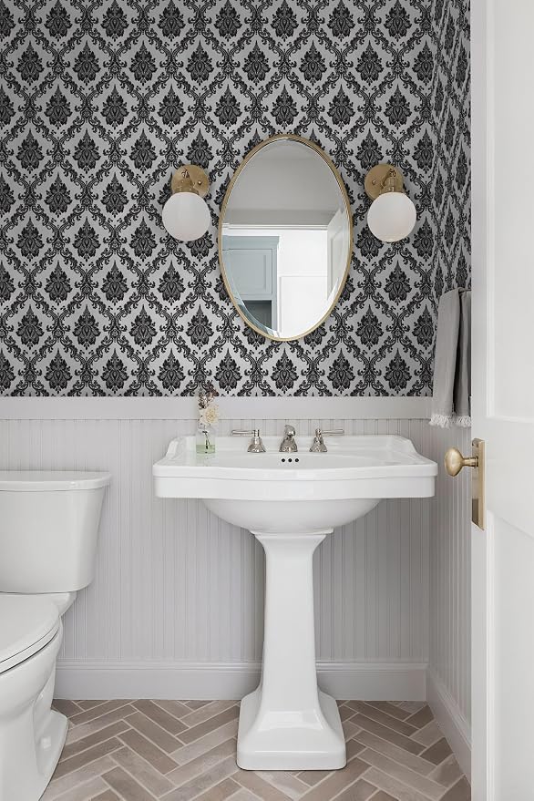 17.7" x 78" Peel and Stick Wallpaper Black Wallpaper - Image 3