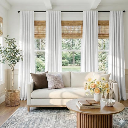 100% Blackout Shield White Linen Blackout Curtains - Image 5