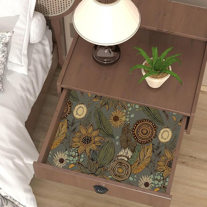 Grey Boho Wallpaper Peel and Stick, Vintage Green Yellow Floral Contact Paper - Image 7
