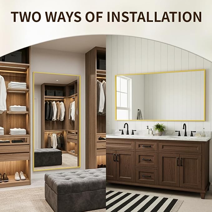 FICTOR Bathroom Vanity Mirror-Gold, 60x30 Inch, Shatterproof & Anti-Rust - Image 3