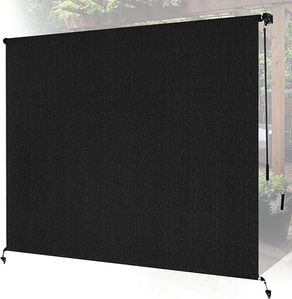 Custom Size Black Patio Shades Roll up Outdoor Roller Shade Crank Wand Blind by Unknown
