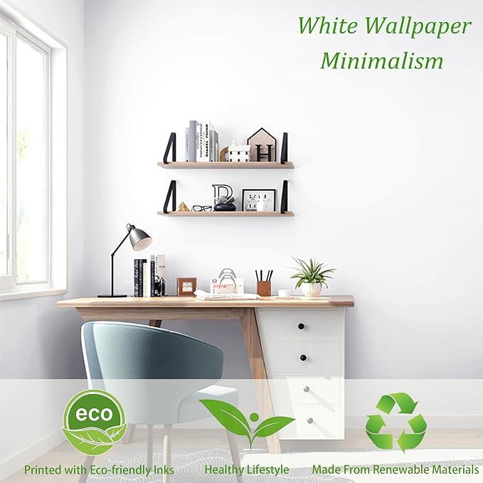 Safiyya 197"x17.7" White Peel and Stick Wallpaper Contact Paper Waterpoof - Image 2