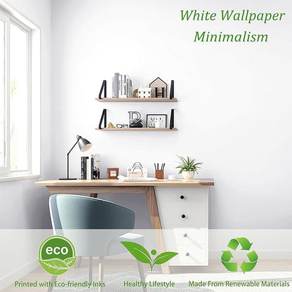 Safiyya 314.9"x17.7" Peel and Stick Wallpaper White Contact Paper Solid Color - Image 3