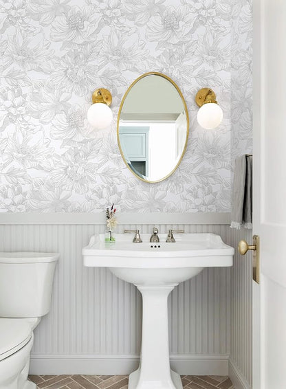 Ismoon Large Floral Peel and Stick Wallpaper Boho White/Grey Contact Paper - Image 7