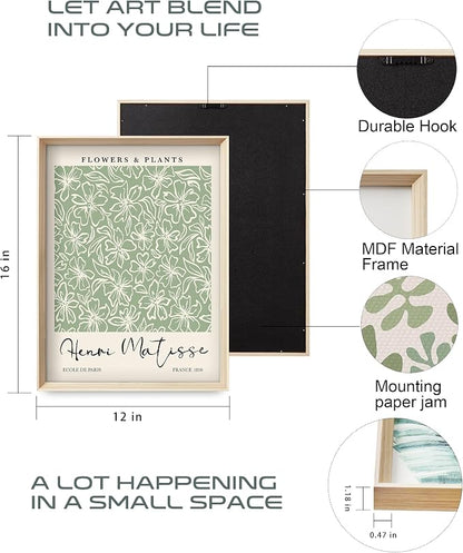 HesenDot Framed Matisse Sage Green Wall Art, William Morris Canvas Wall Decor - Image 4
