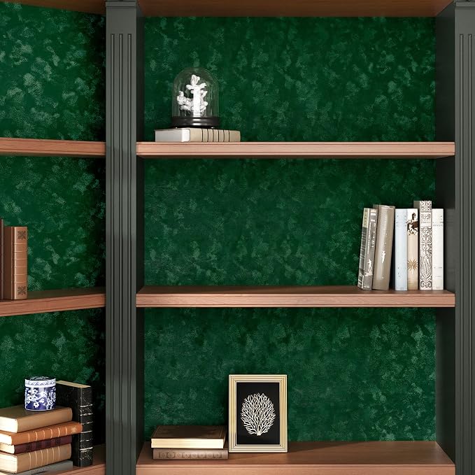 Wallercity Emerald Green Velvet Peel and Stick Wallpaper 15.8''x78.7'' Soft - Image 4