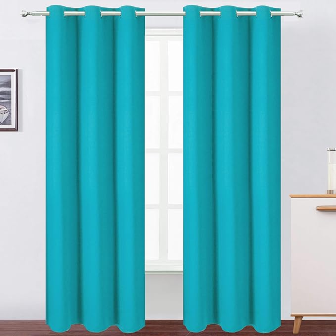 LEMOMO Teal Blackout Curtains/42 x 84 Inch/Set of 2 Panels Thermal Room by Lemomo