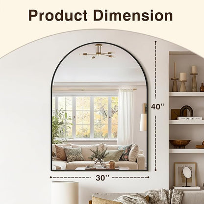 Vanity Bathroom Mirror for Wall, Arched Metal Frame for Bedroom, Living Room - Image 3