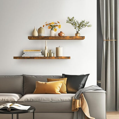 BAYKA Floating Shelves, 36 inches Long Wall Mounted Rustic Wood Shelves - Image 5
