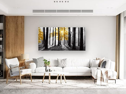 Cao Gen Decor Art S06362 Wall Art Canvas Painting Yellow Tree in Black and - Image 5