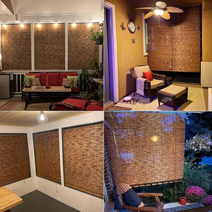 Retro Bamboo Shades 36" 47" 55" 60" 65" 72" 79" Bamboo Roll up Blinds Outdoor - Image 5