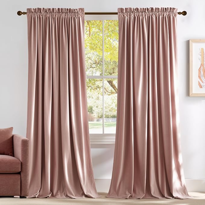 NICETOWN Dusty Pink Velvet Curtains and Drapes by NICETOWN