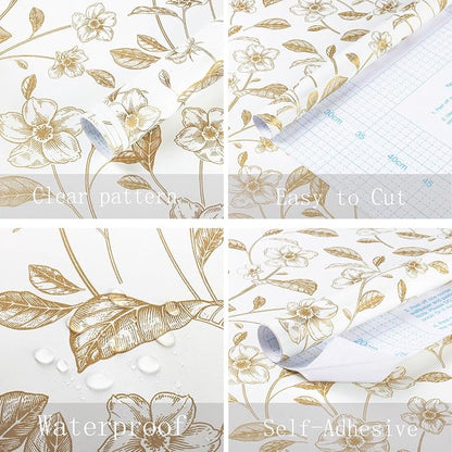 Heroad Floral Wallpaper Peel and Stick White and Gold Contact Paper Boho Peel - Image 5