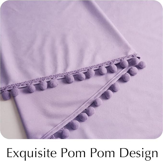 NICETOWN Lilac Purple Velvet Curtains 96 Inch Length – Pom Pom Room Darkening - Image 6