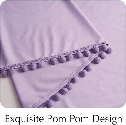 NICETOWN Lilac Purple Velvet Curtains 96 Inch Length – Pom Pom Room Darkening - Image 6