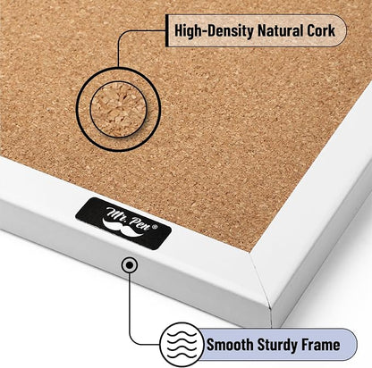 Mr. Pen- White Frame Cork Bulletin Board, Office Wall Cork Board - Image 3