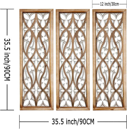 XIAOAIKA Hand Carved Boho Wood Wall Art - Image 2