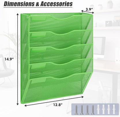 EASEPRES 5 Pocket Mesh Hanging Wall File Organizer, Wall Mounted Mail Paper - Image 2