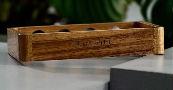 Source & Plot - Plant Propagation Station - Acacia Wood Stand 4 Glass Test Tube Hydroponic Tabletop Rooting Terrarium Planter Rack Home and Office Decor - Last Batch