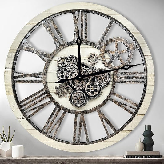 The B-Style Large Real Moving Gears Wall Clock 30 inch Rustic Retro Industrial by TheB-StyleTB