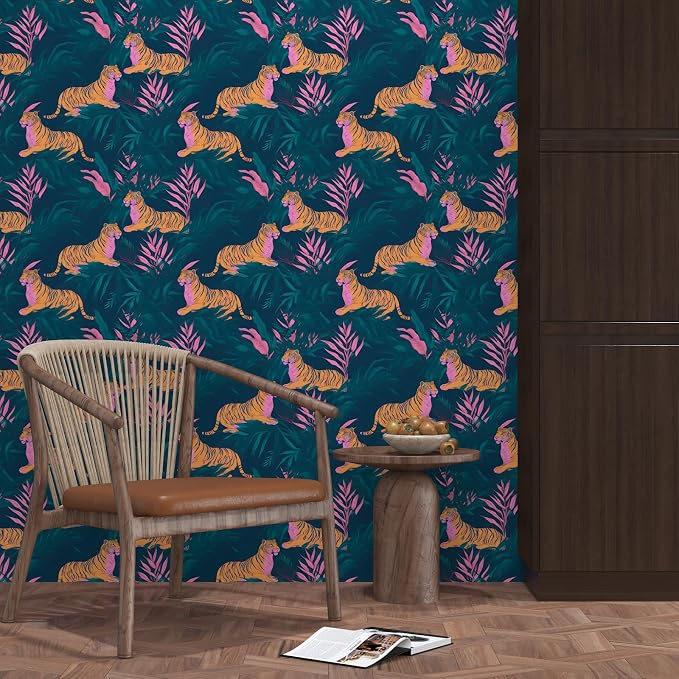 BOKEBEVE Tiger Wallpaper Peel and Stick Tropical Contact Paper Jungle Animal - Image 3