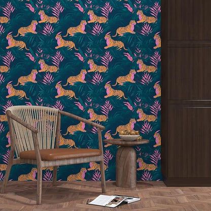 BOKEBEVE Tropical Contact Paper Tiger Wallpaper Peel and Stick Vintage Animal - Image 5
