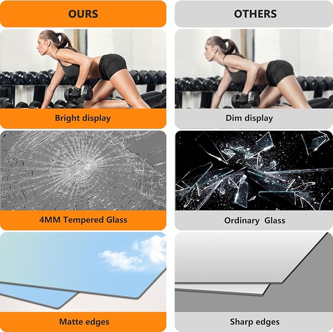 TRAHOME Home Gym Mirror for Wall, Glass Frameless Body Large Mirror for Home Gym - Image 5
