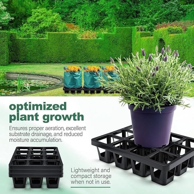 7 Pcs Pot Holder Plant Stands 30 Gallons Large Capacity Outdoor Stands for Pots and Grow Bags Polypropylene Flowerpot for Improved Drainage and Aeration