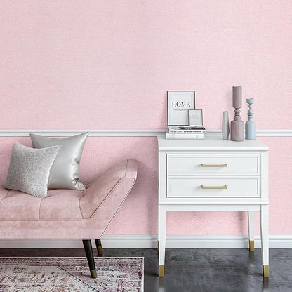 Grasscloth Peel and Stick Wallpaper 15.75x196.85inch Modern Pink Removable - Image 4