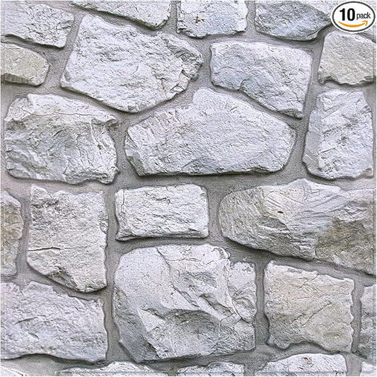 3D Faux Stone Wall Panels Peel and Stick Whitewash, Stone-Look Textured Wall by SMOOSTIKCDECOR