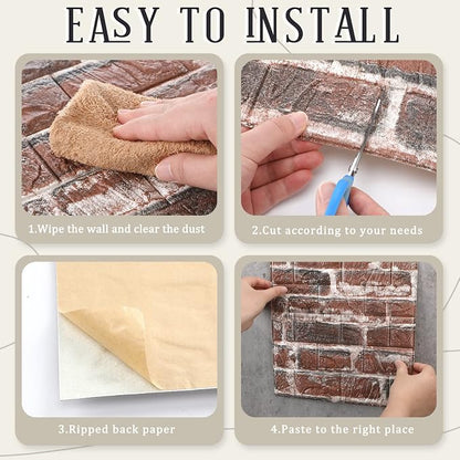 Tinlade 30 Pcs 28.81 Sq ft 3D Wall Panels Peel and Stick Foam Brick Wallpaper - Image 5