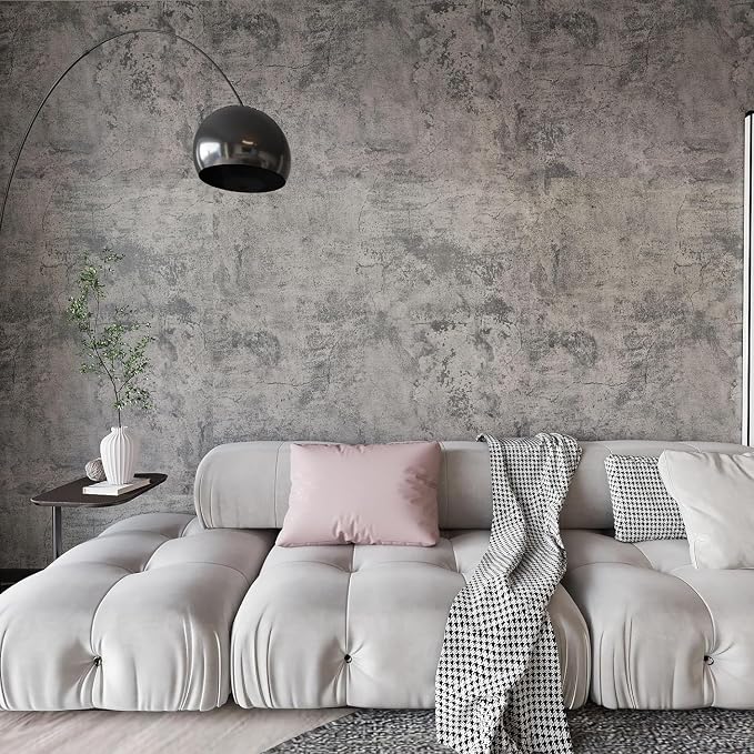 Extra Wide Large Size Grey Concrete Wallpaper Peel and Stick Industrial Cement by BAYYAPeelandStickWallpaper