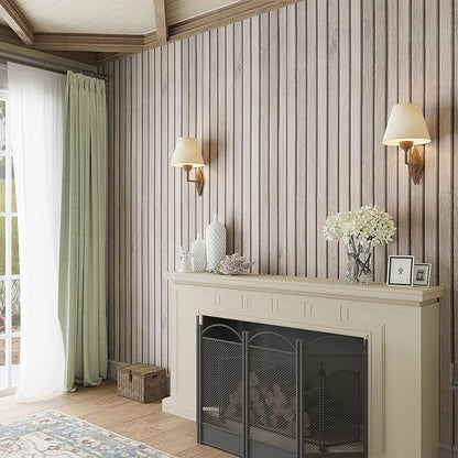 VEELIKE Rustic Grey Oak Wood Slat Peel and Stick Wallpaper 24''x118'' Faux Wood - Image 4