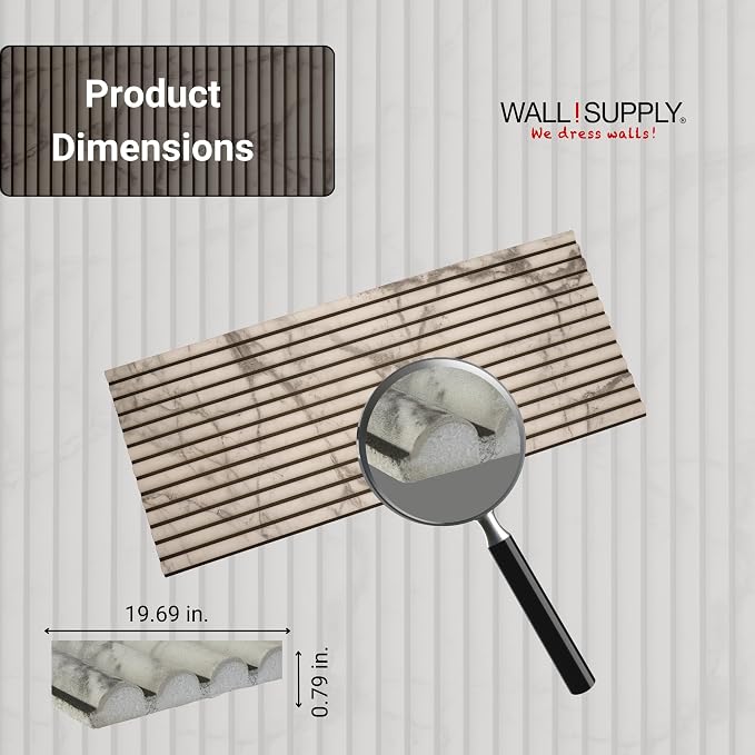 Wall!Supply 3D Wall Panels – Faux Marble Round Slatted – Home Decor Wallpaper - Image 6