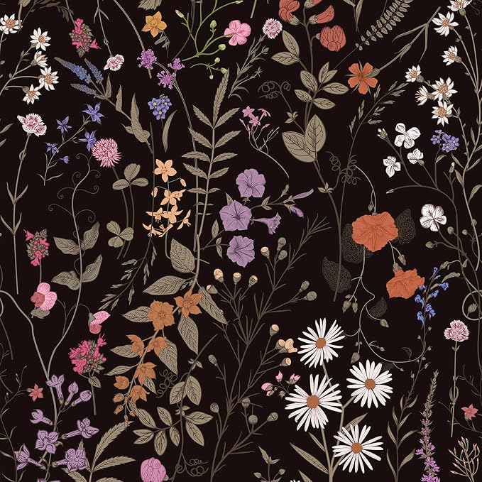 JiffDiff Floral Wallpaper Peel and Stick- Farm Wildwood Daisy Flower Stick on by wallpaper