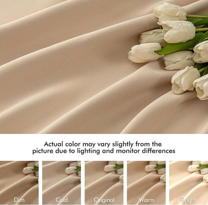 MIULEE Back Tab Beige Curtains 84 Inch Length 2 Panels Set - Image 8