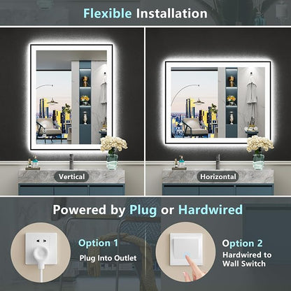 36x36 Black Framed LED Bathroom Mirror - Image 7