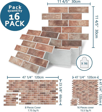 16-Pack 3D Faux Brick Acoustic Wall Panels, 11.8" x 11.8" PET Soundproof & - Image 2