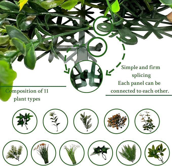 ODTORY Artificial Boxwood Hedges Panels: 20"x20" 8P UV-Anti Faux Greennery - Image 3