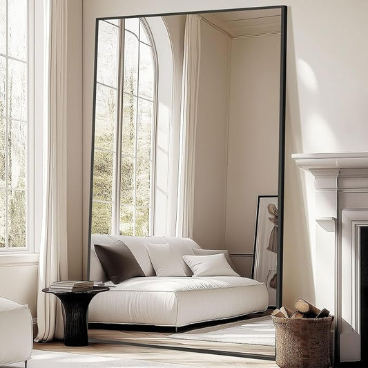 Oversized Standing Mirror Full Length, Hanging or Wall Mounted, Tempered Glass by MirrMuse