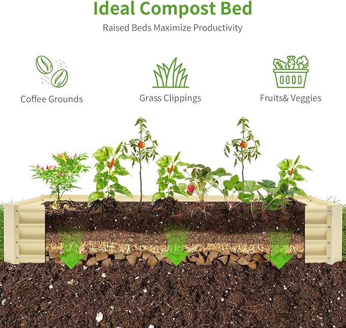 Land Guard 6×3×1ft Galvanized Metal Raised Garden Bed, Metal Planter Kit Box Outdoor for Deep-Rooted Vegetables, Flowers, Green and Herbs (Cream Yellow)…