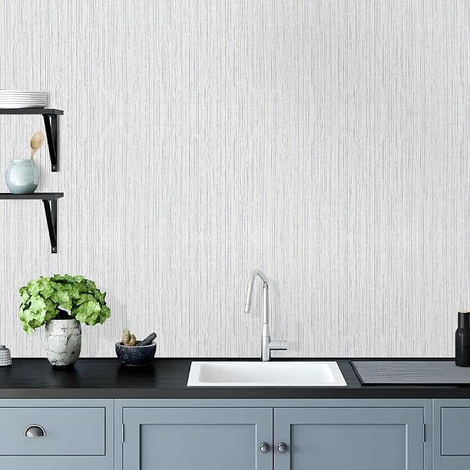 Beige Grey Grasscloth Peel and Stick Wallpaper 15.74" x 196.85" Boho Grass - Image 6
