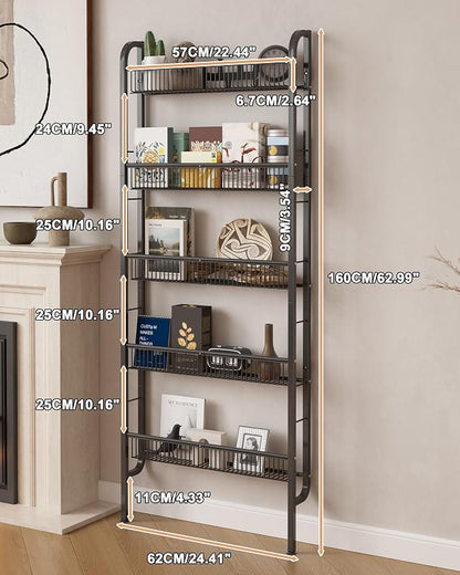 UMDONX Behind The Door Bathroom Shelf Narrow 5-Tier, Space-Saving Slim Storage - Image 2