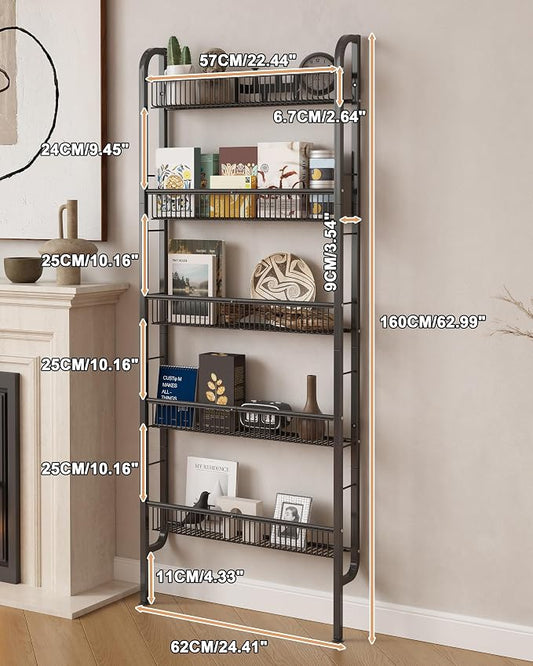 UMDONX Behind The Door Bathroom Shelf Narrow 5-Tier, Space-Saving Slim Storage - Image 2