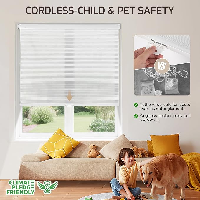 Grandekor No Tools No Drill Cordless Cellular Shades, 33.5" W × 64" H, Light - Image 4