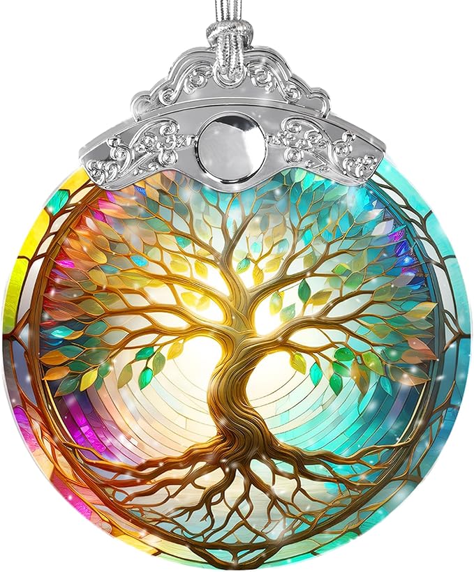 Tree of Life Suncatcher, Jocidea Stained Glass Window Hanging, Christmas Ornament, Tree of Life Ornaments for Christmas Tree, Tree of Life Home Decor, Holiday Decor, Christmas Decor