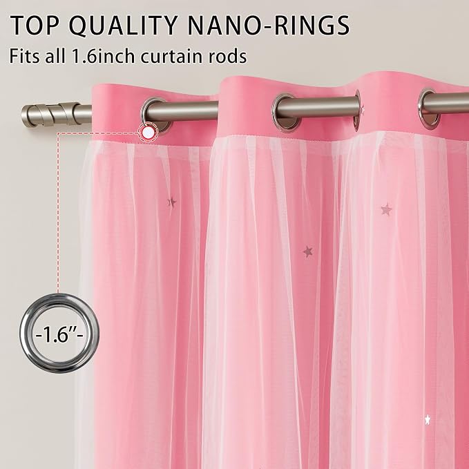 XiDi Curtains for Bedroom Decor Pink34/96/1 US - Image 4